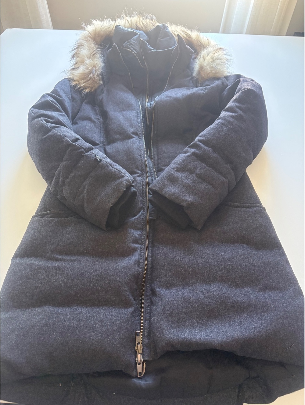 Soia & Kyo Women's Charcoal Puffer Coat with Faux Fur-H